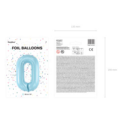 Balon foliowy Cyfra ''0'', 86cm, jasny niebieski