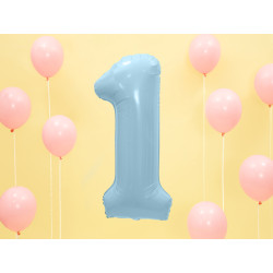 Balon foliowy Cyfra ''1'', 86cm, jasny niebieski