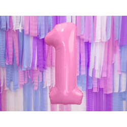 Balon foliowy Cyfra ''1'', 86cm, różowy