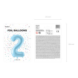 Balon foliowy Cyfra ''2'', 86cm, jasny niebieski