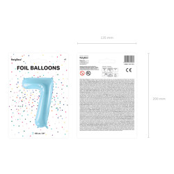 Balon foliowy Cyfra ''7'', 86cm, jasny niebieski