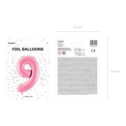 Balon foliowy Cyfra ''9'', 86cm, różowy