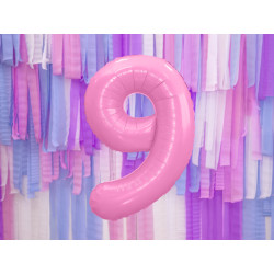 Balon foliowy Cyfra ''9'', 86cm, różowy