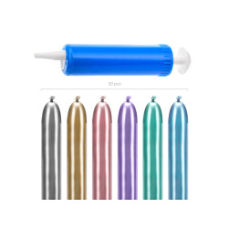 Balony modeliny Glossy 130cm  z pompką, mix (1 op. / 30 szt.)