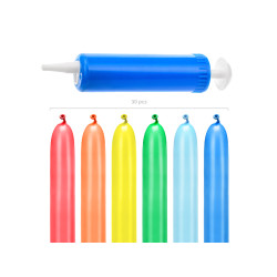 Balony modeliny  pastelowe 130cm z pompką, mix (1 op. / 30 szt.)