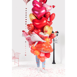 Balony 16'' Serca, Pastel czerwony (1 op. / 6 szt.)