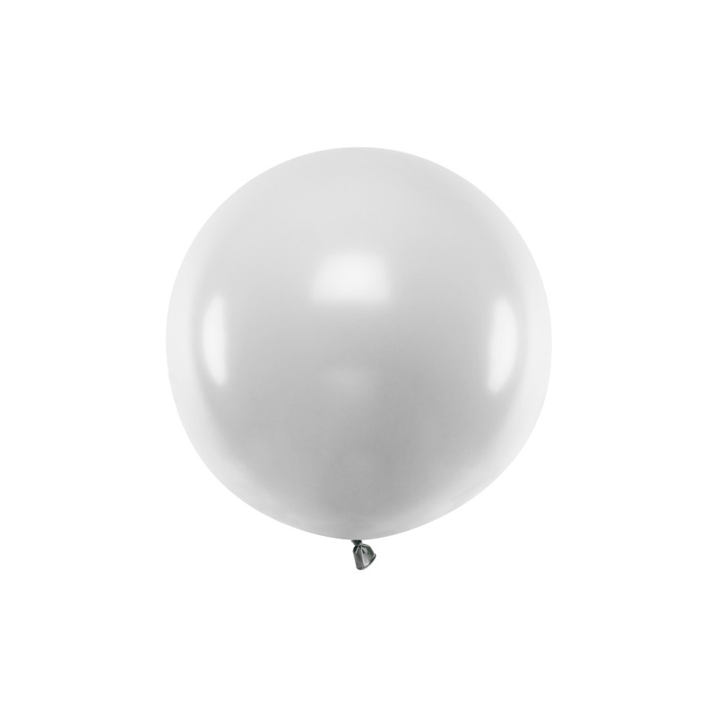 Balon okrągły 60 cm, Metallic Silver Snow