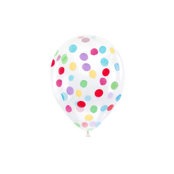 Balony z okrągłym konfetti, 30cm, mix (1 op. / 6 szt.)