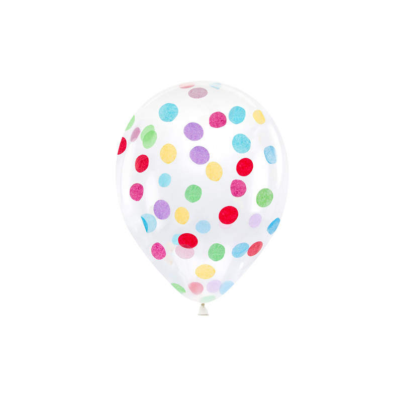 Balony z okrągłym konfetti, 30cm, mix (1 op. / 6 szt.)