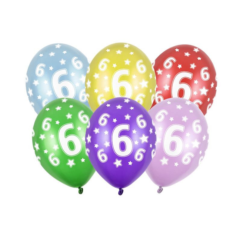 Balony 30cm, 6th Birthday, Metallic Mix (1 op. / 50 szt.)