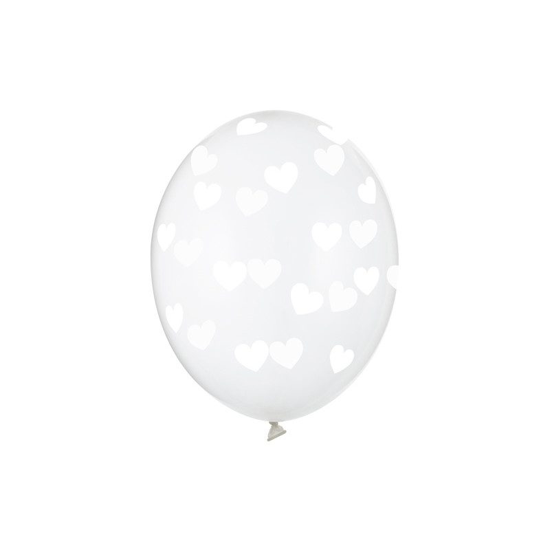 Balony 30cm, Serduszka, Crystal Clear (1 op. / 50 szt.)