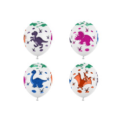 Balony 30cm, Dinozaury, Pastel Pure White (1 op. / 50 szt.)