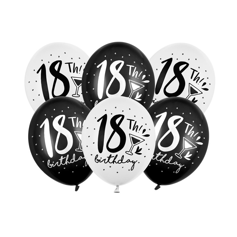 Balony 30cm, 18th! birthday, mix (1 op. / 50 szt.)