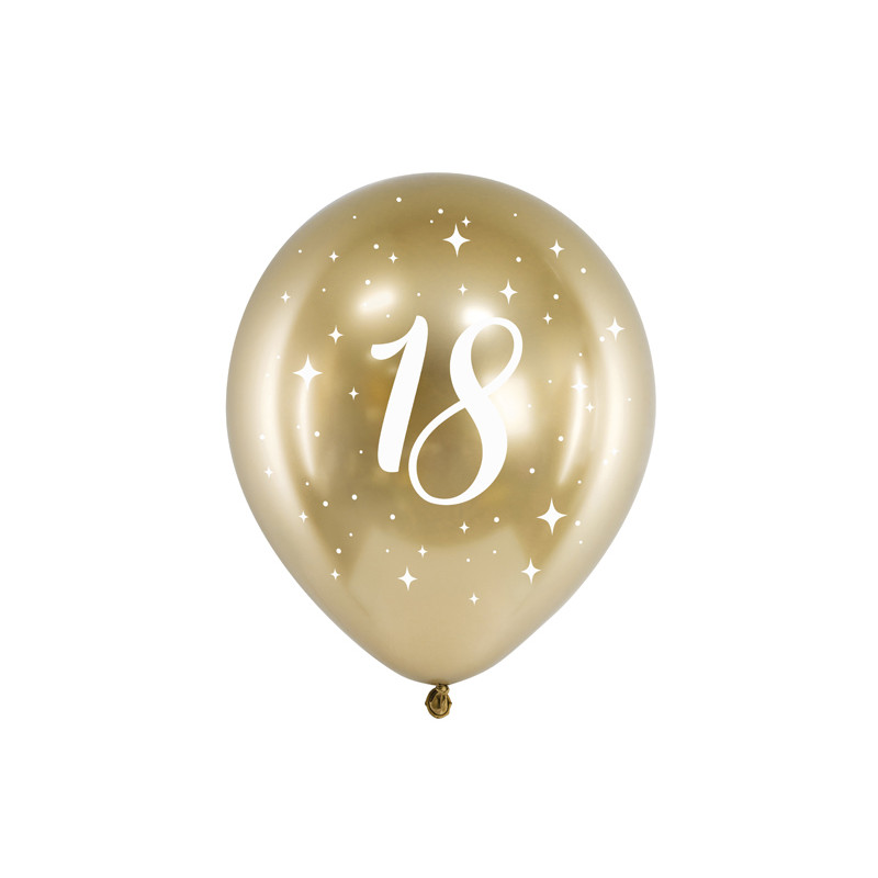 Balony Glossy 30cm, 18, złoty (1 op. / 6 szt.)
