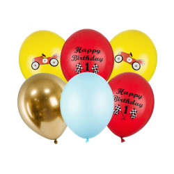 Balony 30cm, Happy Birthday, mix (1 op. / 6 szt.)