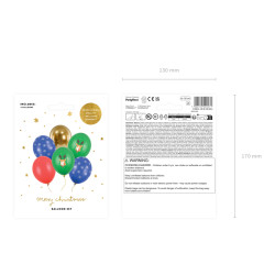 Balony 30 cm Merry Christmas, mix (1 op. / 6 szt.)