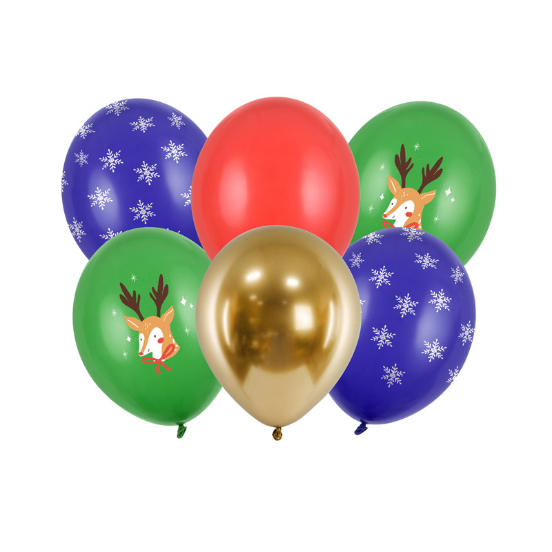 Balony 30 cm Merry Christmas, mix (1 op. / 6 szt.)