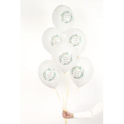 Balony 30 cm, Pierwsza Komunia Święta, Pastel White (1 op. / 6 szt.)