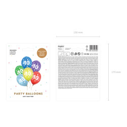 Balony 30cm, 10th Birthday, Metallic Mix (1 op. / 6 szt.)