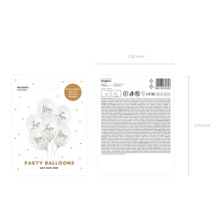 Balony 30cm, Żona, Mąż, Pastel Pure White (1 op. / 6 szt.)