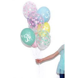 Balony 30cm, Serduszka, Crystal Clear (1 op. / 6 szt.)