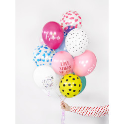 Balony 30cm, Serduszka, Crystal Clear (1 op. / 6 szt.)