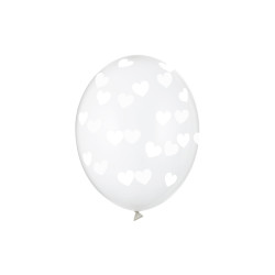 Balony 30cm, Serduszka, Crystal Clear (1 op. / 6 szt.)
