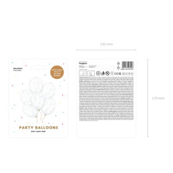 Balony 30cm, Chmurki, Crystal Clear (1 op. / 6 szt.)