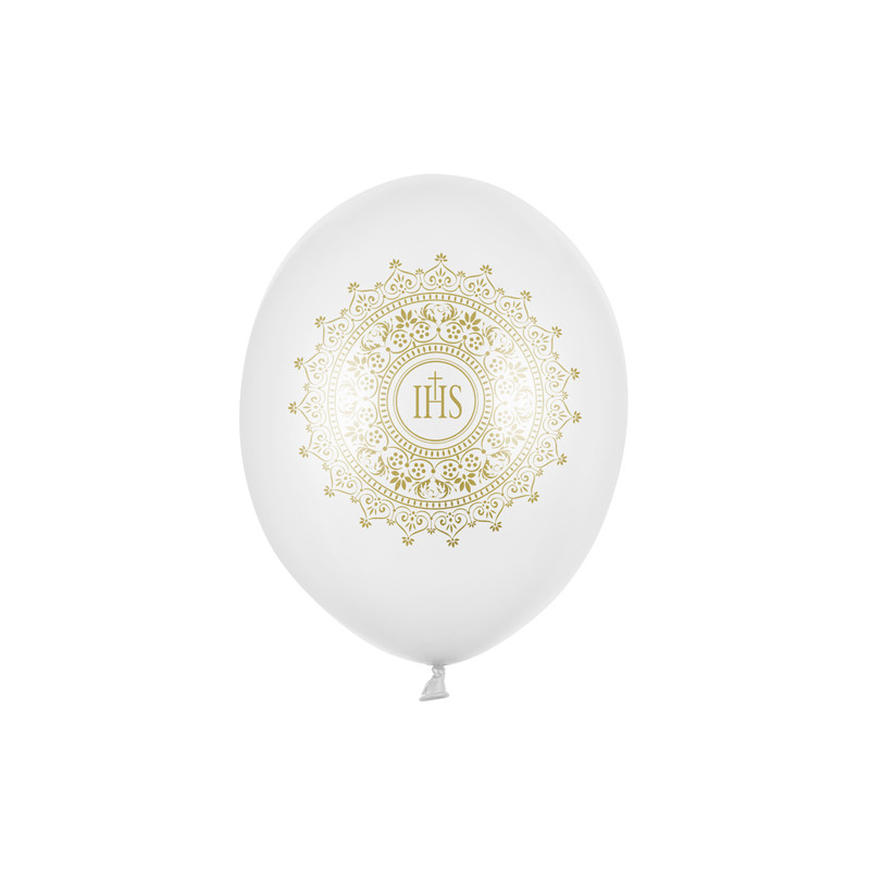 Balony 30cm, IHS, Metallic Pure White (1 op. / 6 szt.)