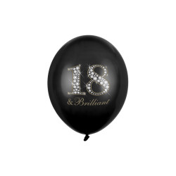 Balony 30cm, 18 & Brilliant, Pastel Black (1 op. / 6 szt.)