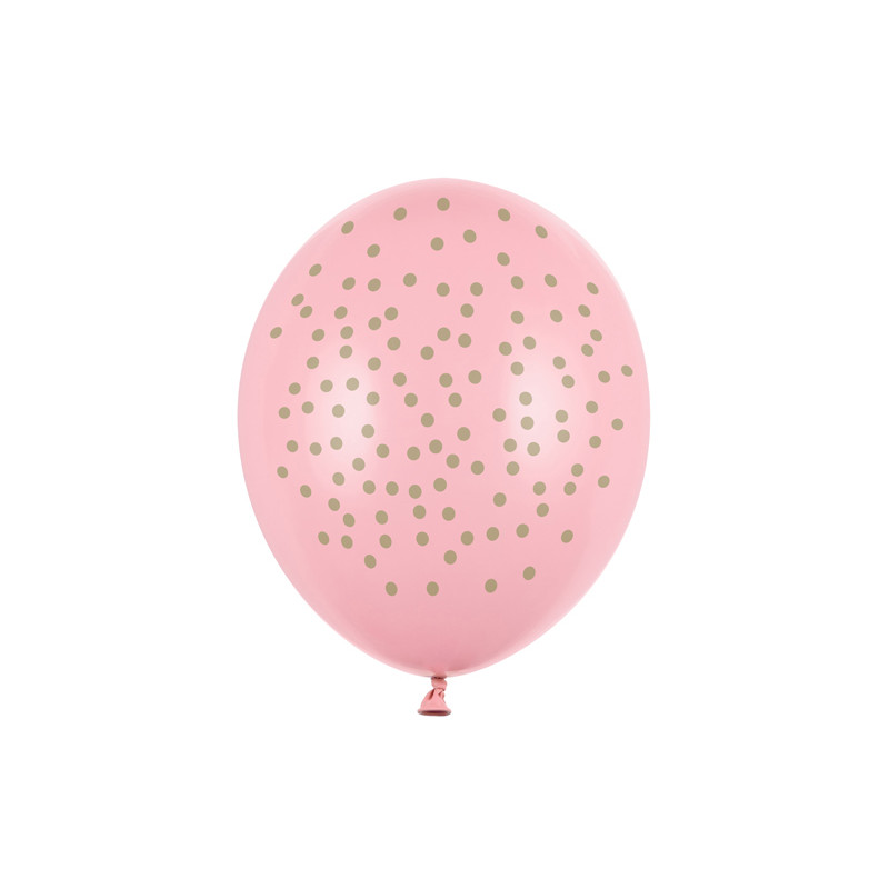 Balony 30cm, Kropki, Pastel Baby Pink (1 op. / 6 szt.)