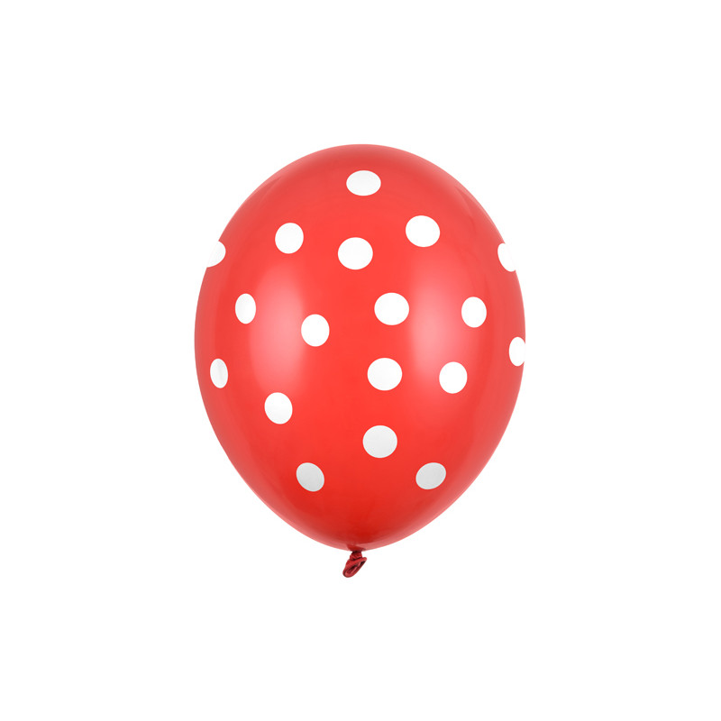 Balony 30cm, Kropki, Pastel Poppy Red (1 op. / 6 szt.)