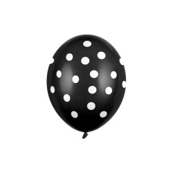 Balony 30cm, Kropki, Pastel Black (1 op. / 6 szt.)