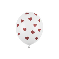 Balony 30cm, Serduszka, Pastel Pure White (1 op. / 6 szt.)