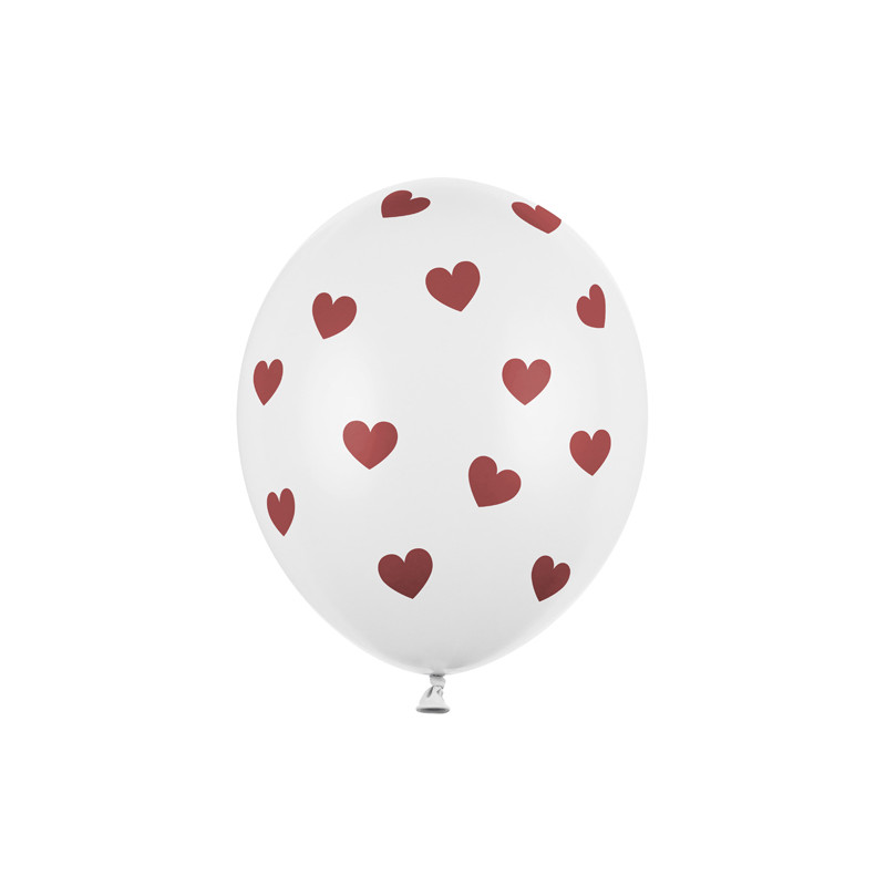 Balony 30cm, Serduszka, Pastel Pure White (1 op. / 6 szt.)