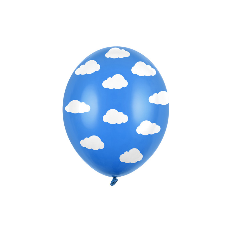 Balony 30cm, Chmurki, Pastel Corn. Blue (1 op. / 6 szt.)