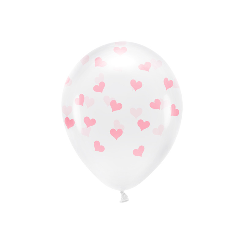 Balony Eco 33 cm, Serca, Crystal Clear (1 op. / 6 szt.)