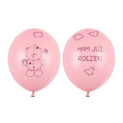 Balony 30cm Miś - mam już..., Pastel Pink (1 op. / 6 szt.)