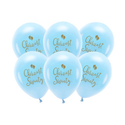 Balony Eco 33 cm, Chrzest Święty, błękit (1 op. / 6 szt.)