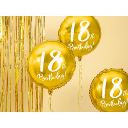 Balon foliowy 18th Birthday, złoty, 45cm