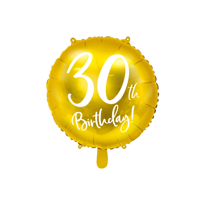 Balon foliowy 30th Birthday, złoty, 45cm