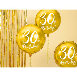 Balon foliowy 30th Birthday, złoty, 45cm