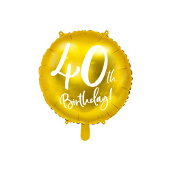 Balon foliowy 40th Birthday, złoty, 45cm