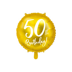 Balon foliowy 50th Birthday, złoty, 45cm