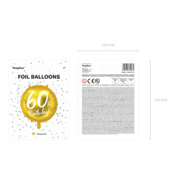 Balon foliowy 60th Birthday, złoty, 45cm