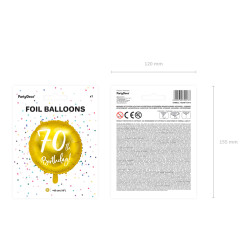 Balon foliowy 70th Birthday, złoty, 45cm