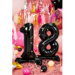 Stojący balon foliowy liczba "18", 84 cm, czarny