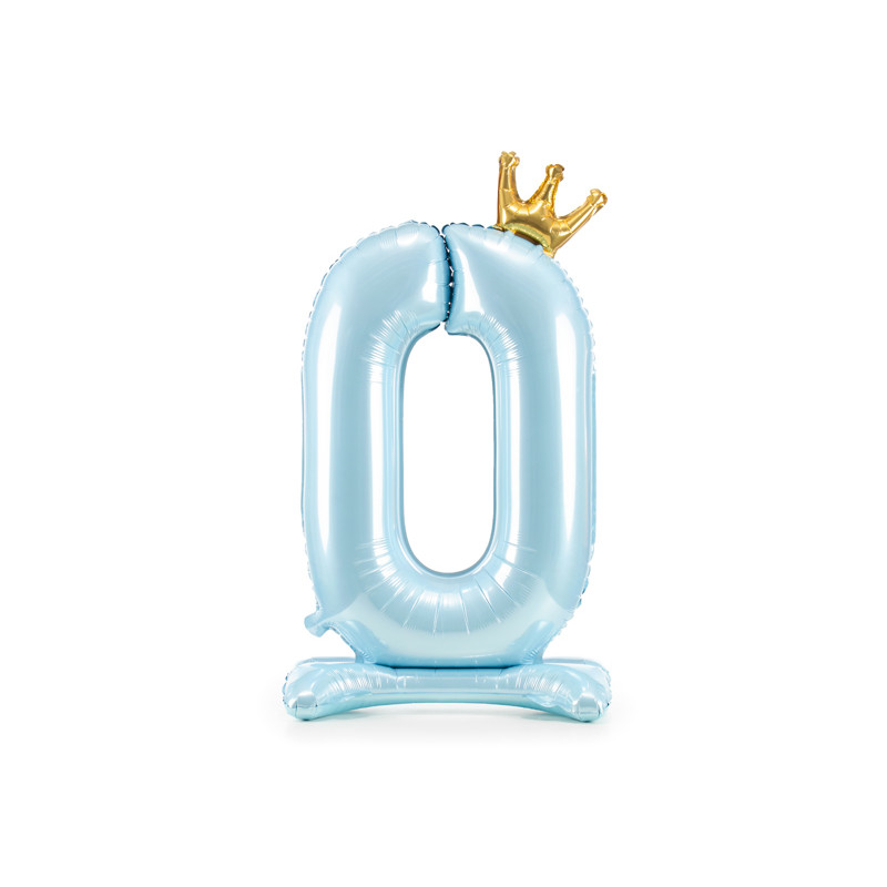 Stojący balon foliowy cyfra "0" , 84 cm, błękit