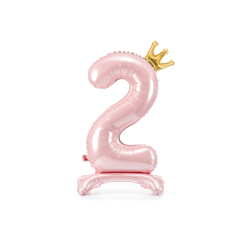 Stojący balon foliowy cyfra "2", 84 cm, jasny różowy