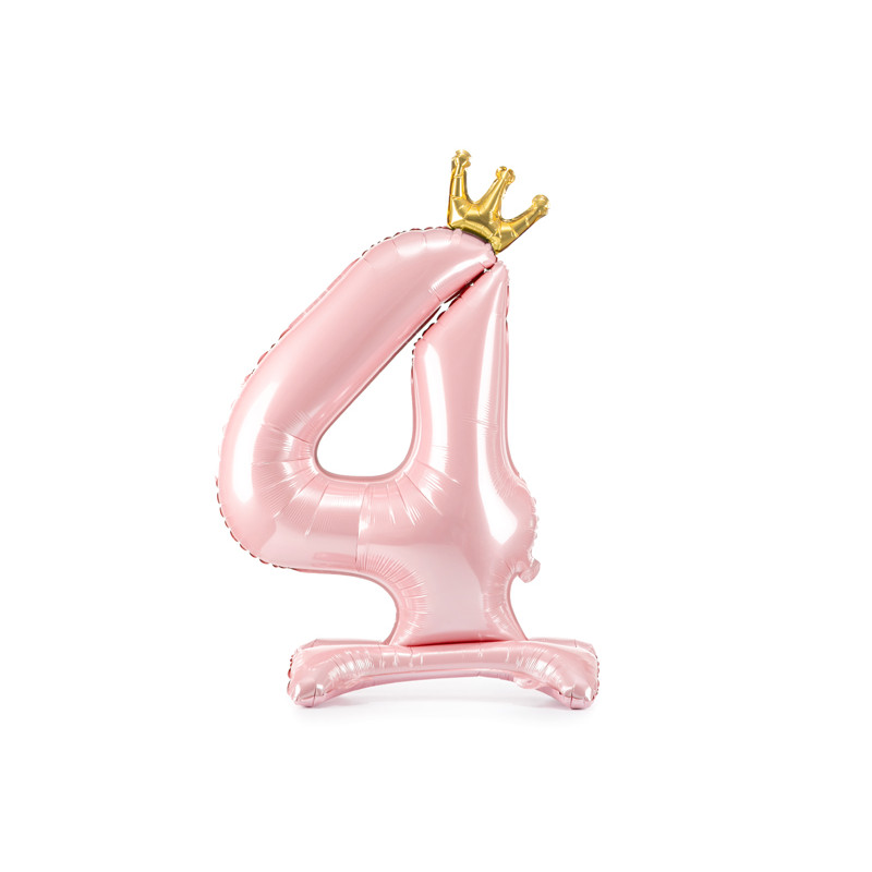 Stojący balon foliowy cyfra "4" , 84 cm, jasny różowy
